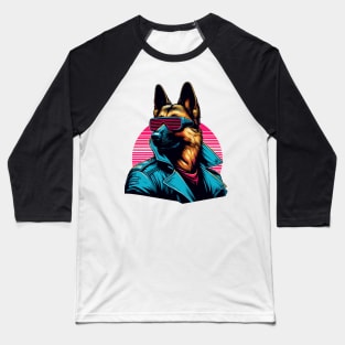 Funny trendy german shepherd cyber retro portrait Baseball T-Shirt